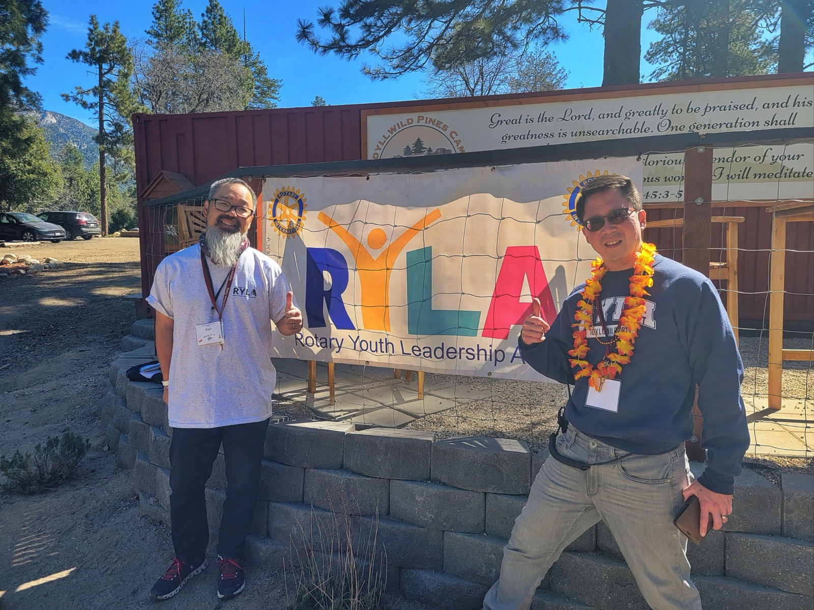 Irvine Rotarians at the RYLA 2025 camp sign