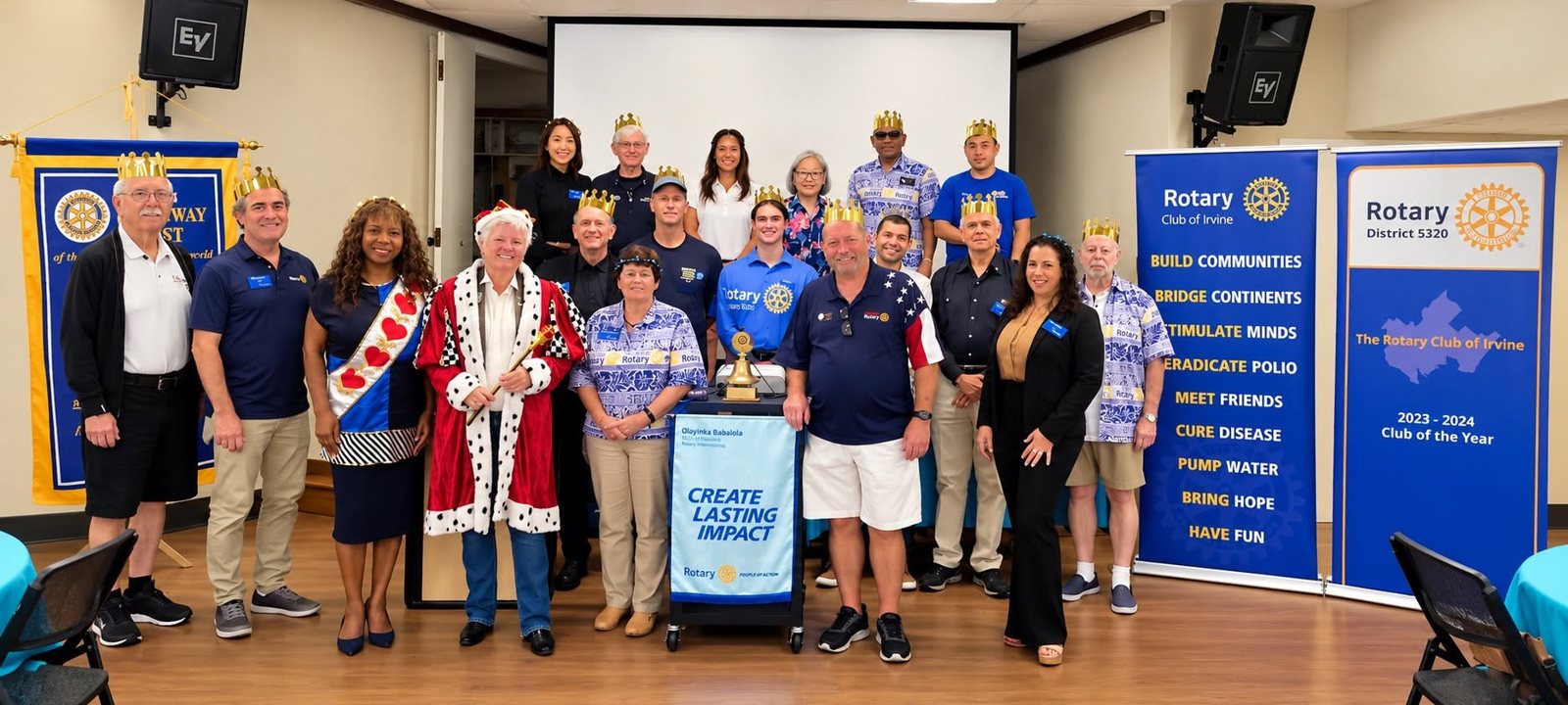 Irvine Rotary members with District Governor Monica Peters at the club meeting